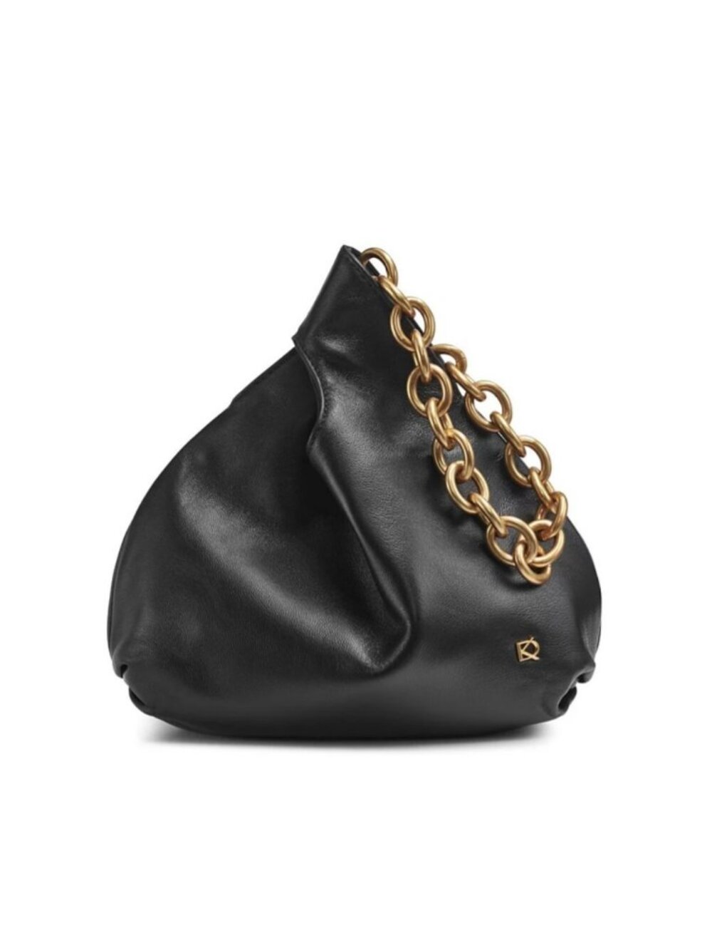 Donna Karan NY Lawrence leather wristlet pouch with chain strap mini bag - BLACK - Picture 4 of 10